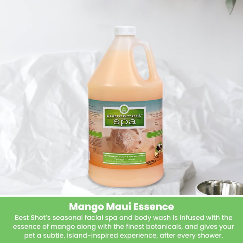 Best Shot Scentament Spa for Pets, Seasonal Facial Spa and Body Wash, Mango Maui, Tearless Shampoo, Hypoallergenic Body Wash, Reduces Tear Stains, 1 Gallon - Image 5